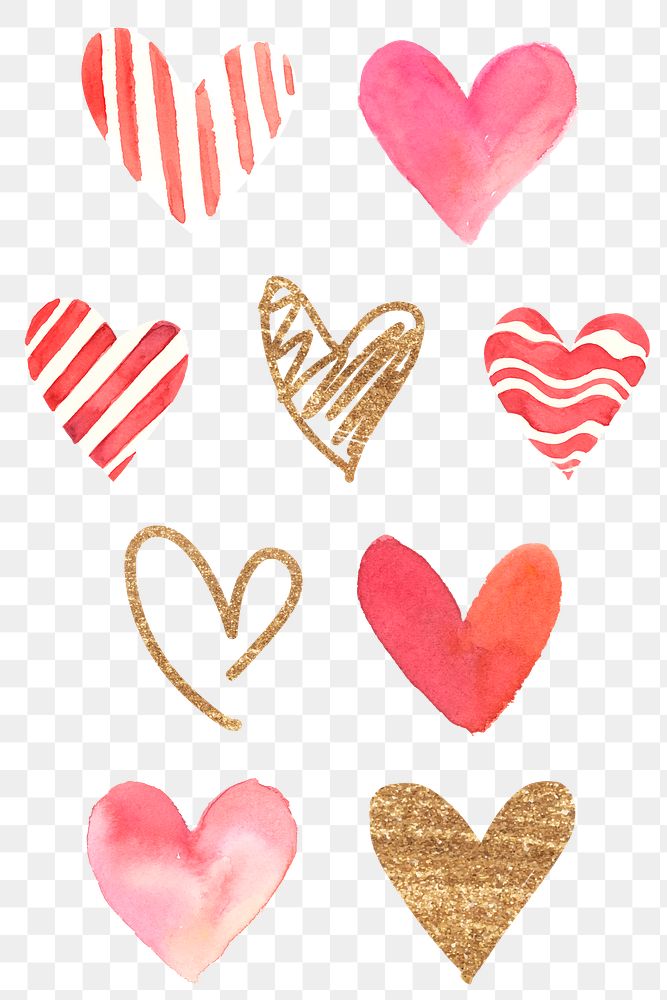 Cute heart sticker set png valentine day edition