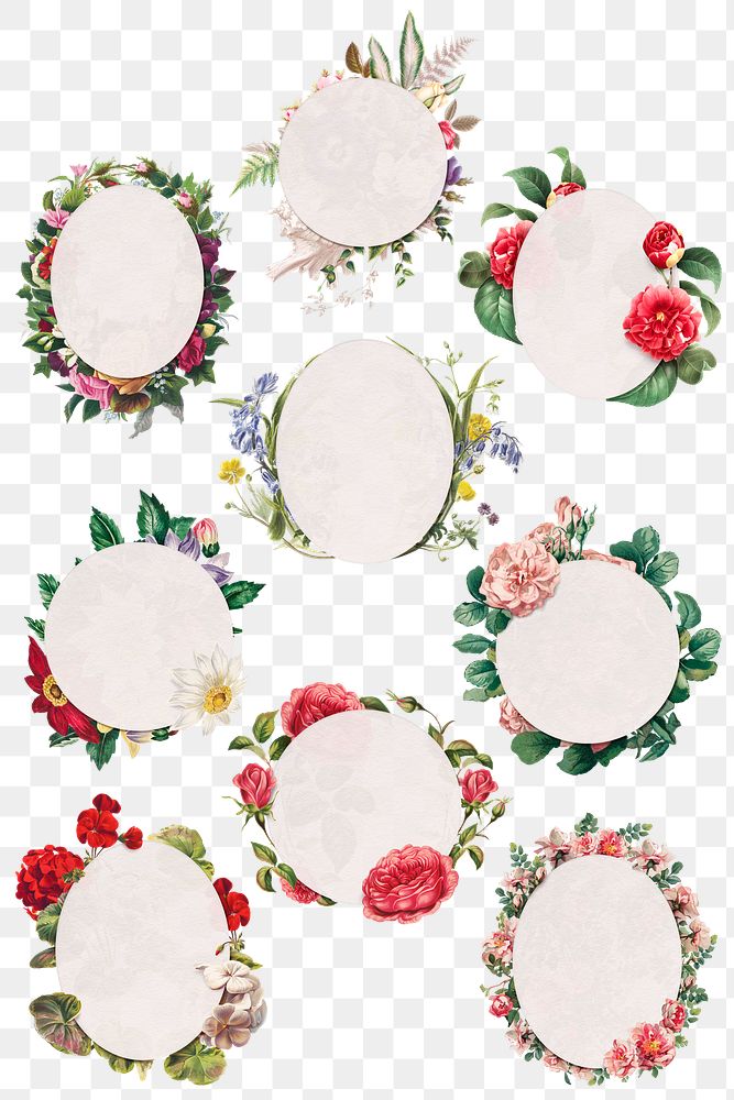 Png flower frame botanical badges