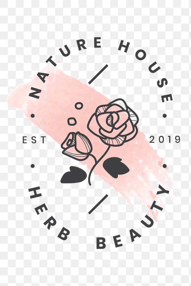 Rose business logo png badge, flower design for beauty brands in transparent background