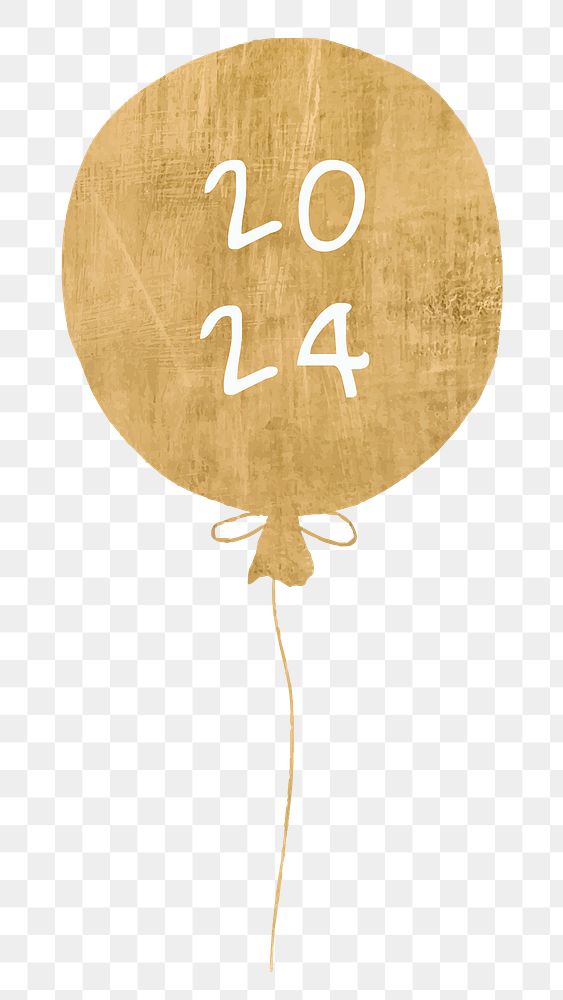 Gold balloon png new year 2024