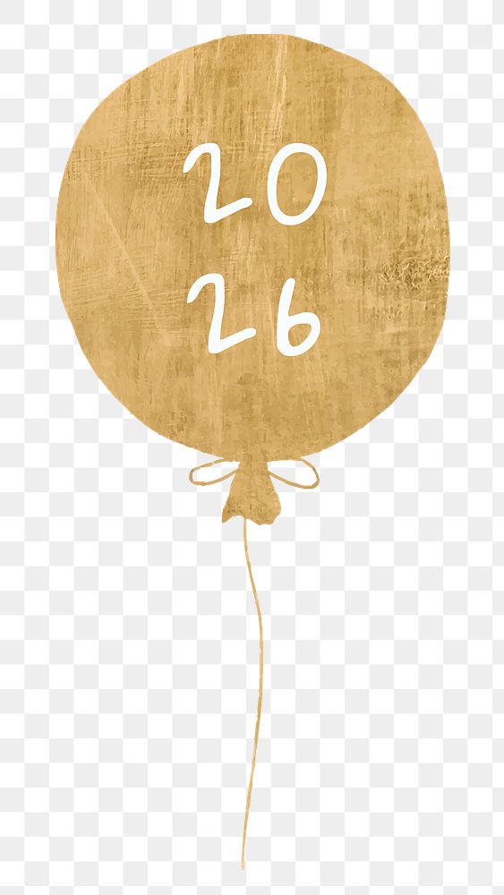 2026 gold balloon png new year graphic
