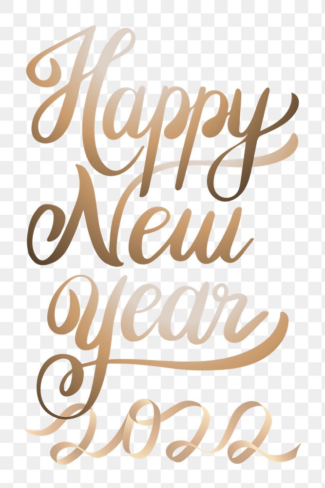 Happy new year 2022 png gold text typography 