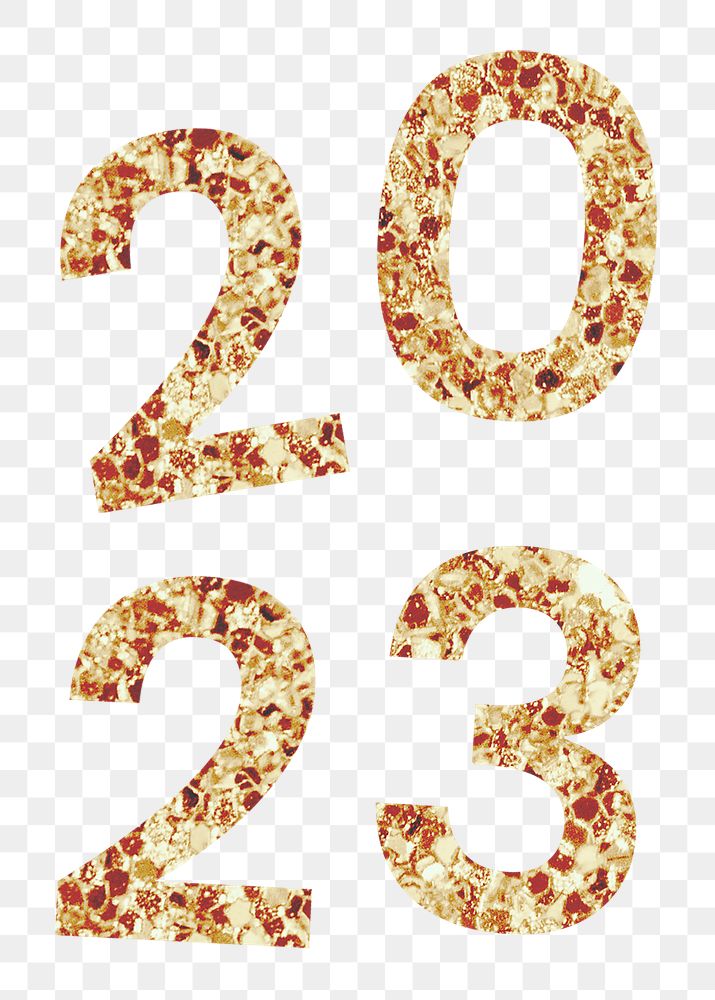 2023 png gold glitter text for new year design