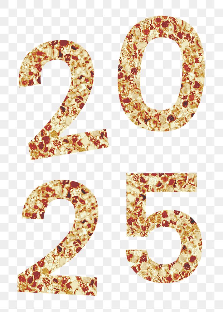 2025 png gold glitter text for new year design