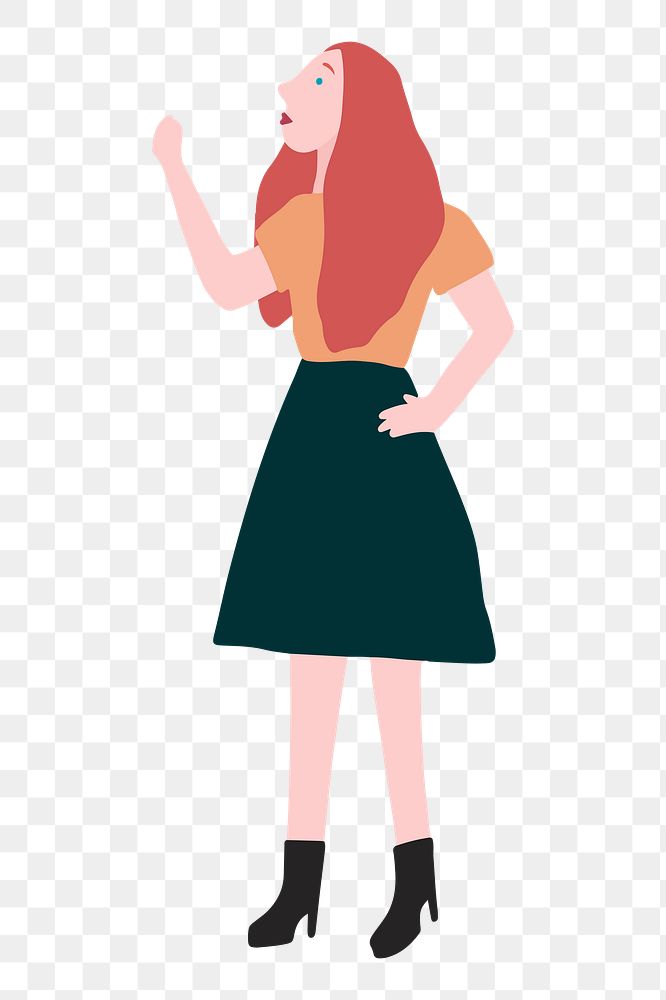 Girl power png sticker, feminist character illustration, transparent background