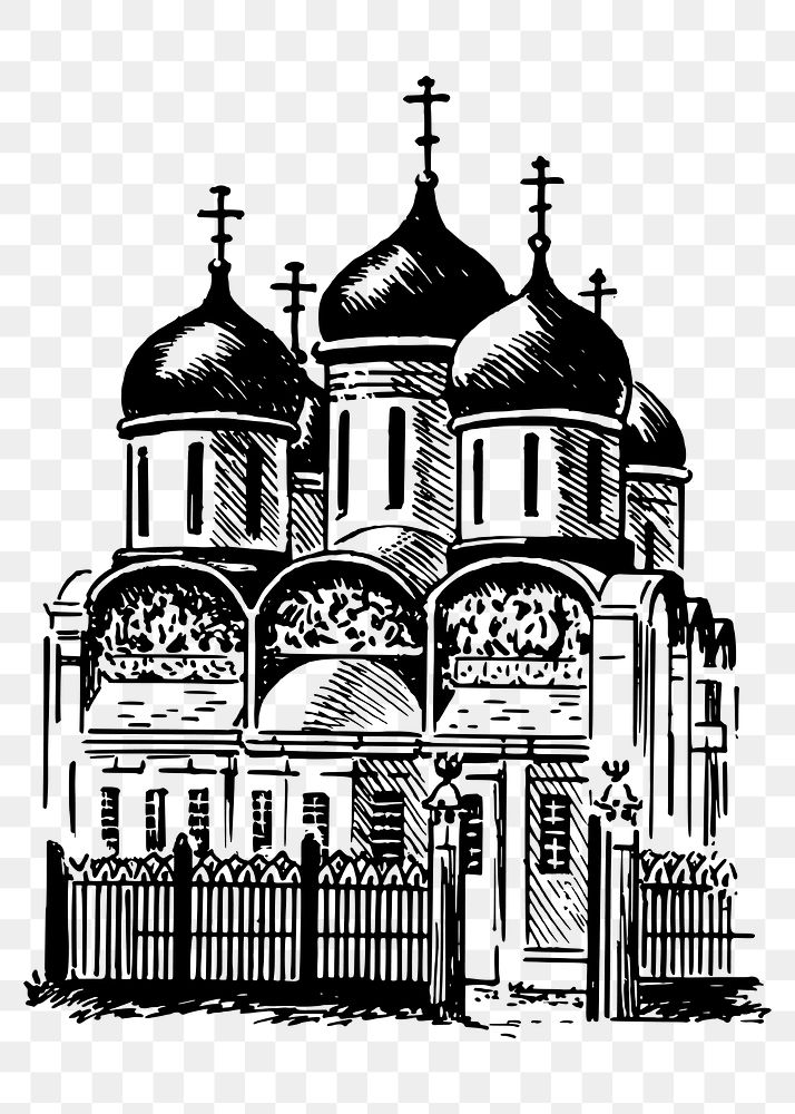 Russian buildings png sticker, vintage Byzantine architecture illustration, transparent background. Free public domain CC0…