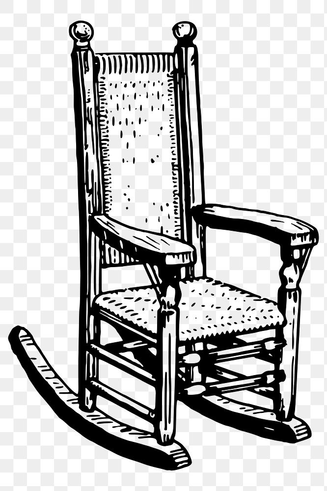 Rocking chair png sticker, vintage furniture illustration, transparent background. Free public domain CC0 image.