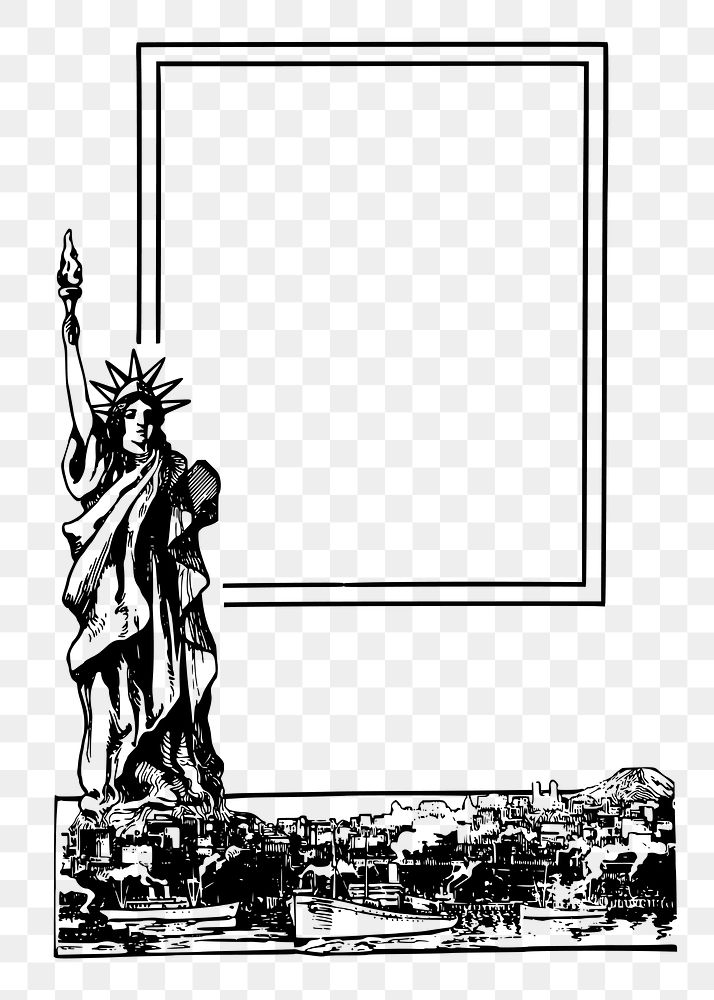 New York png frame, vintage landmark illustration, transparent background. Free public domain CC0 image.