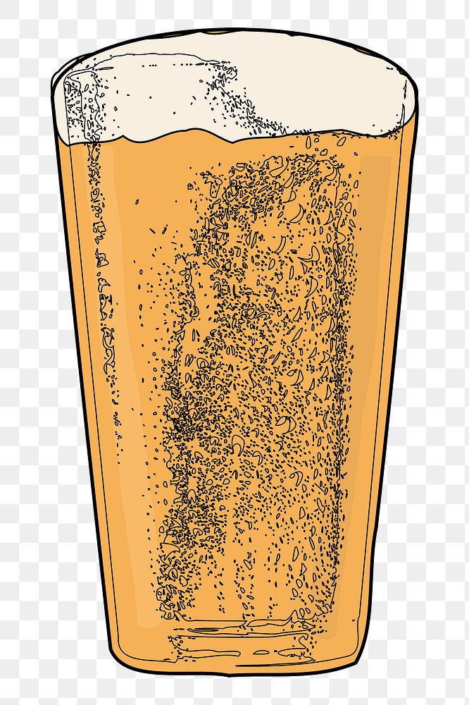 Beer glass png sticker, vintage beverage illustration, transparent background. Free public domain CC0 image.