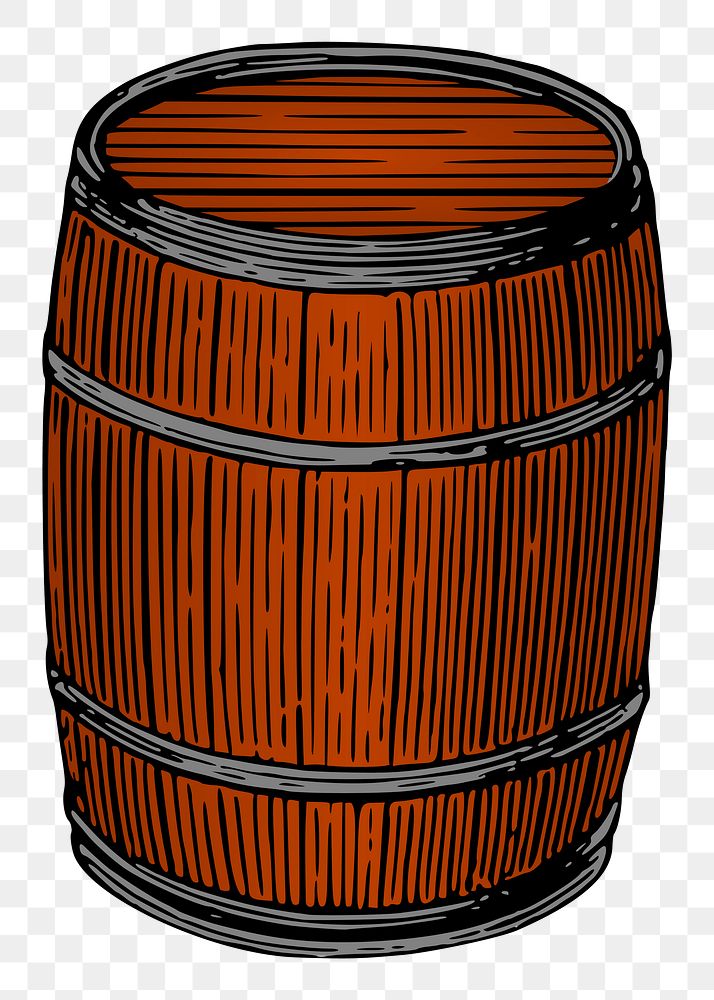 Barrel png sticker, vintage object illustration, transparent background. Free public domain CC0 image.