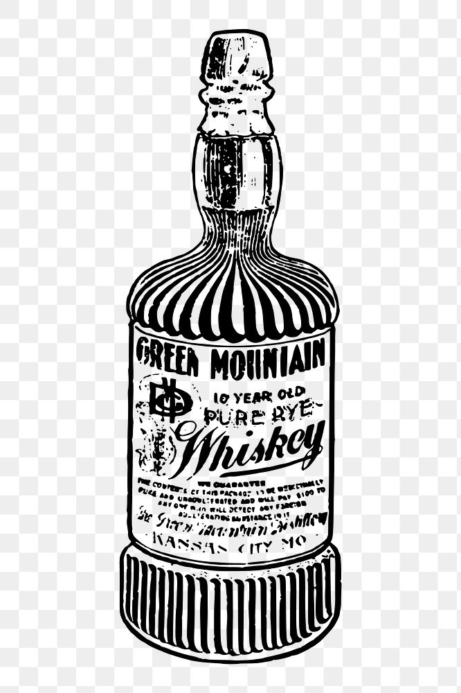 Whiskey bottle png sticker, alcoholic beverage illustration, transparent background. Free public domain CC0 image.