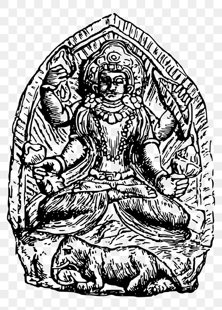 Hindu god png sticker, vintage religious illustration, transparent background. Free public domain CC0 image.