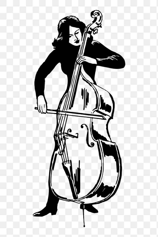 Female cellist png sticker, vintage music illustration, transparent background. Free public domain CC0 image.