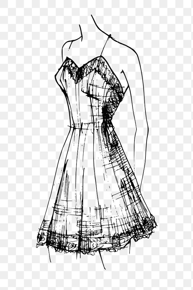 Sexy nightgown png sticker, vintage fashion sketch on transparent background. Free public domain CC0 image.