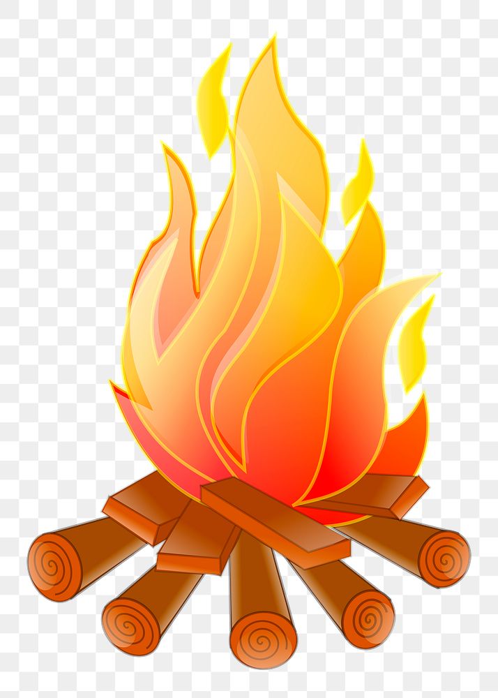 Campfire png sticker, flame illustration, transparent background. Free public domain CC0 image.