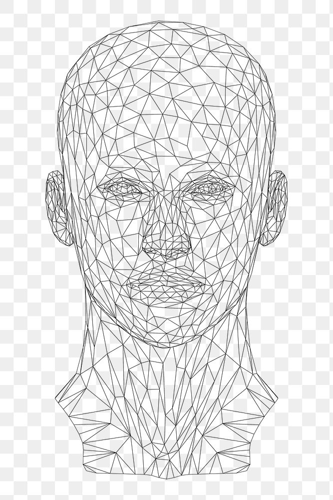Wireframe head png sticker, transparent background. Free public domain CC0 image.