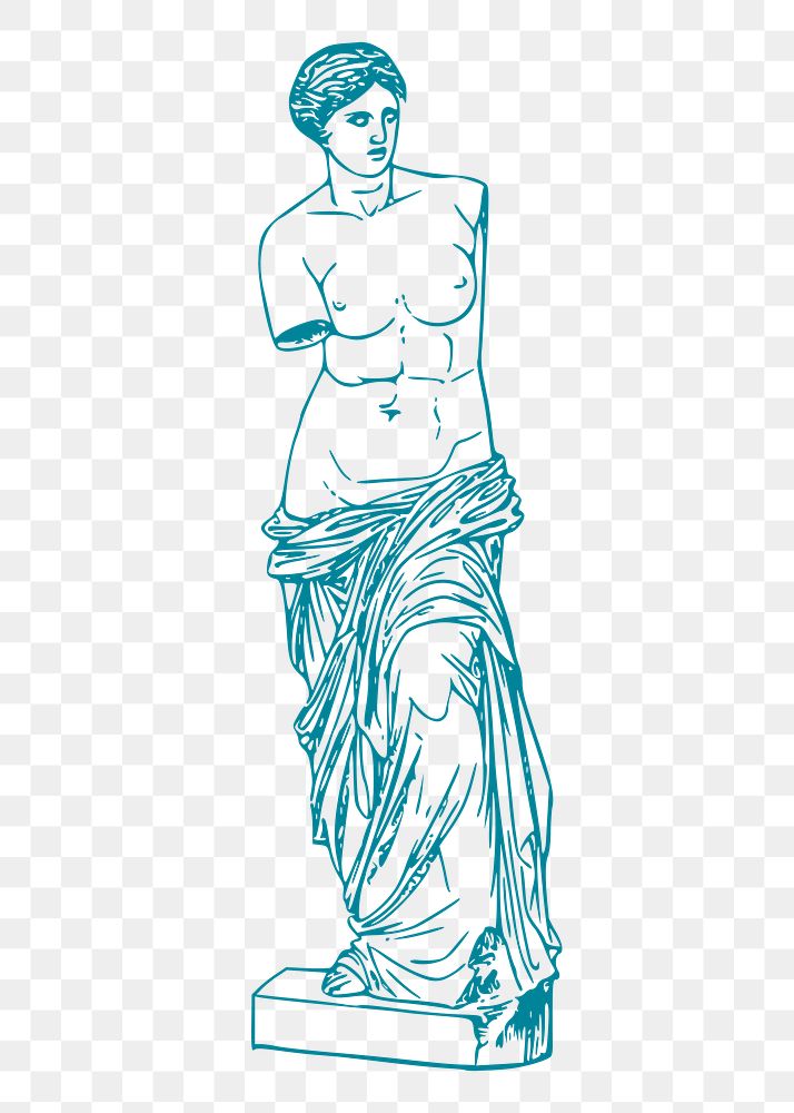 Png Greek goddess statue sticker, vintage illustration, transparent background