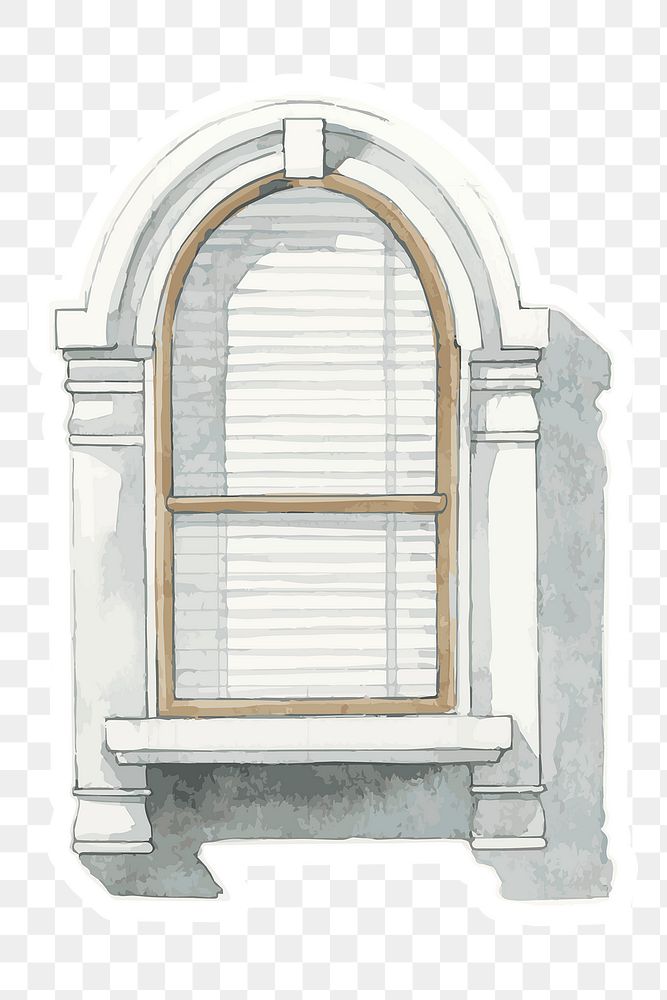 Png sticker watercolor vintage European window architectural clipart