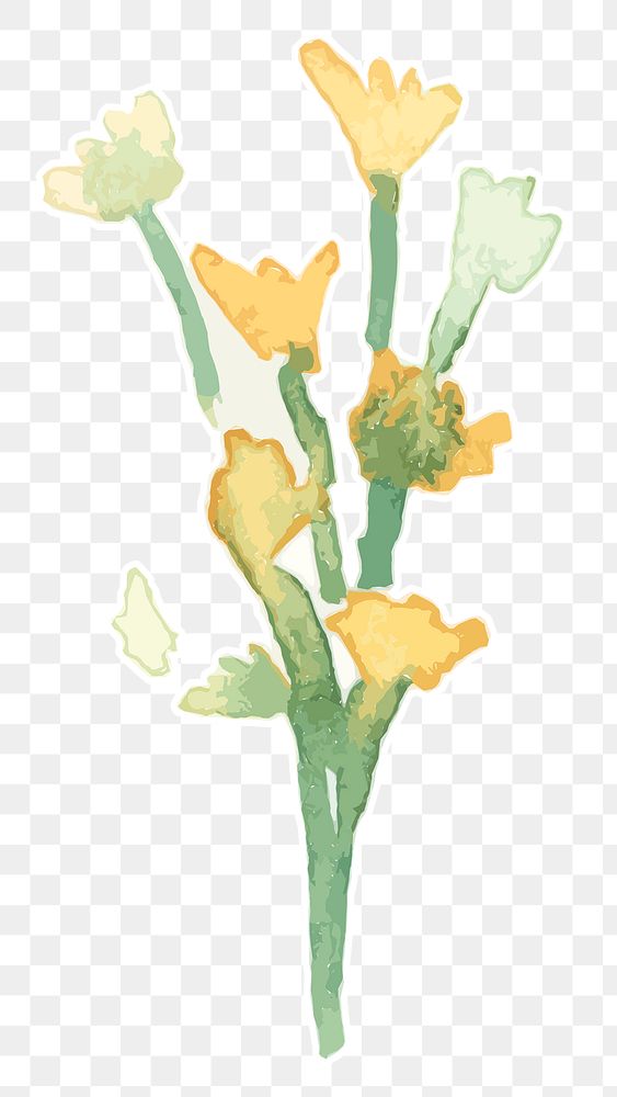 Yellow flower plant transparent png watercolor sticker