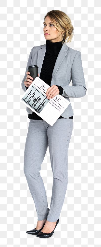 Businesswoman holding a newspaper transparent png