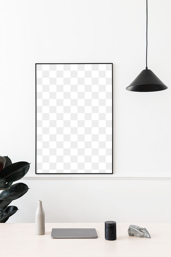 Picture frame mockup hanging on a white wall