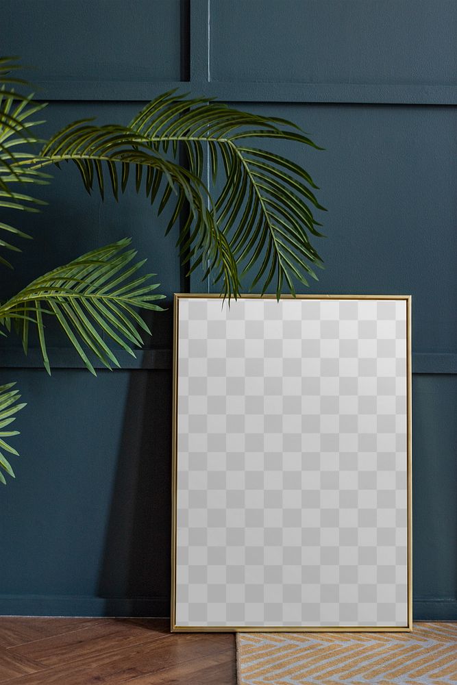 Picture frame mockup png against a wall
