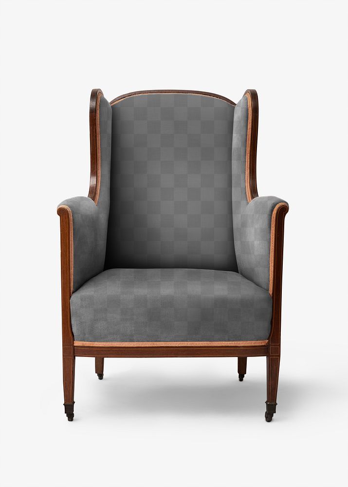 Antique armchair png mockup in velvet fabric