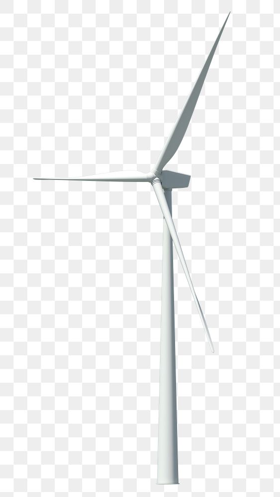 Wind turbine png 3D clipart, eco-friendly power generator on transparent background