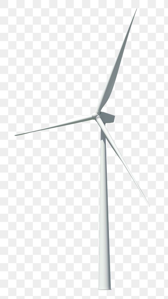 3D wind turbine png sticker, clean energy source on transparent background
