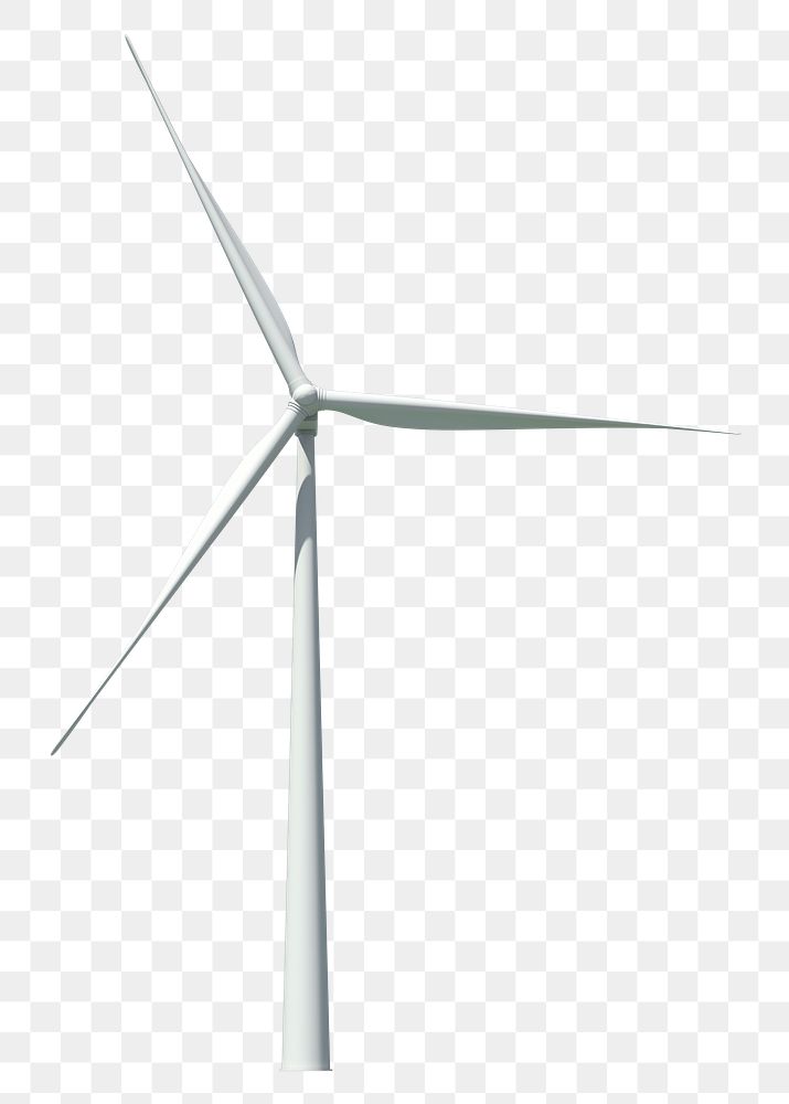3D wind turbine png sticker, clean energy source on transparent background