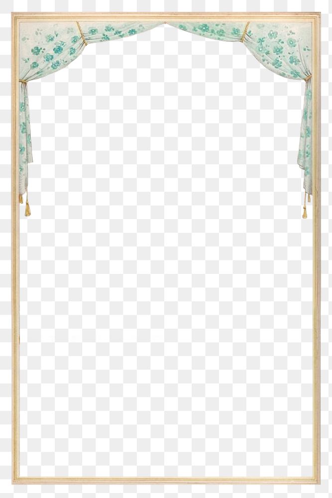 Vintage rectangle gold frame with the floral print curtains design element