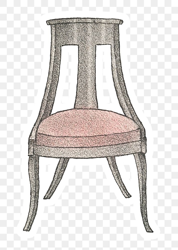 Vintage hand draw chair sticker with white border