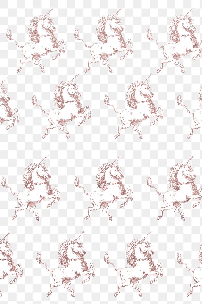 Vintage unicorn illustration seamless patterned wallpaper transparent png
