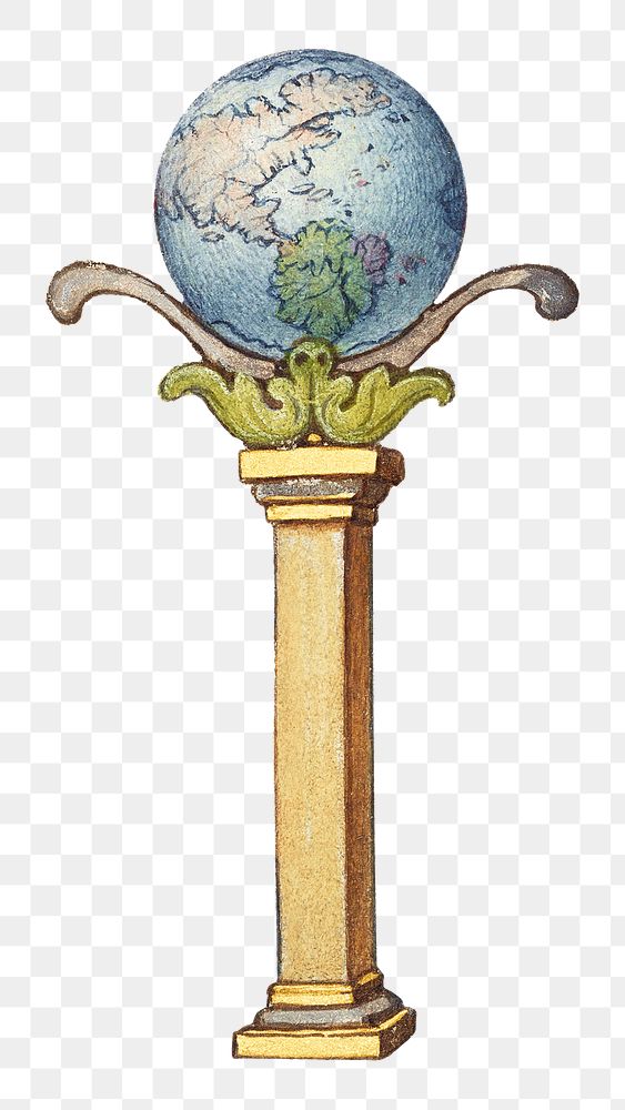 Earth globe on a pillar png illustration