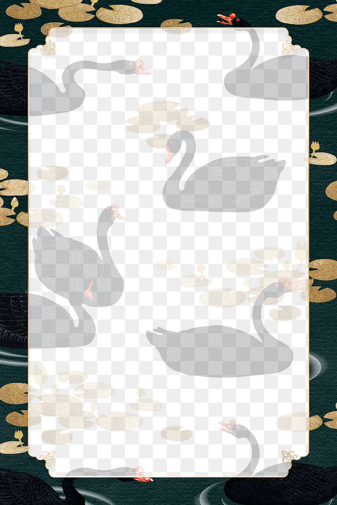Black geese frame on a forest green background 