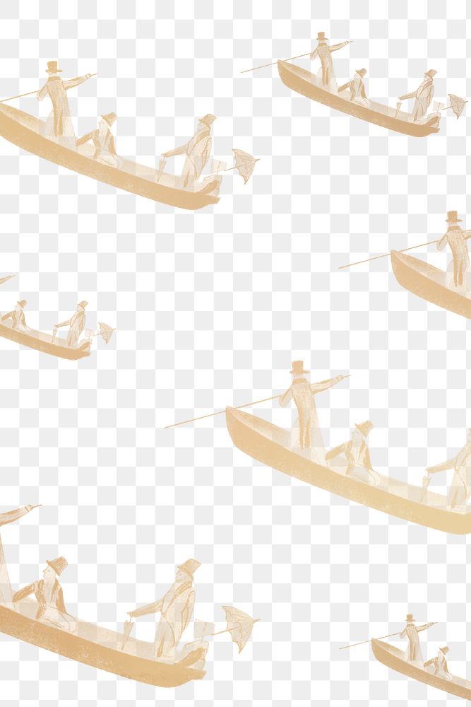 Victorian men in rowing boat vintage illustration transparent png