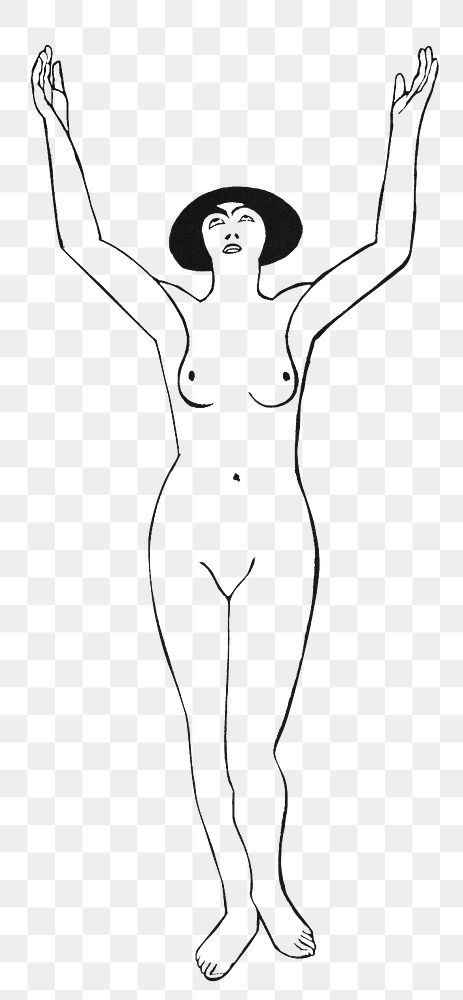 Vintage nude woman png illustration, remix from artworks by Samuel Jessurun de Mesquita
