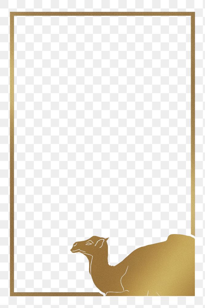 Vintage gold camel png frame animal art print, remix from artworks by Samuel Jessurun de Mesquita