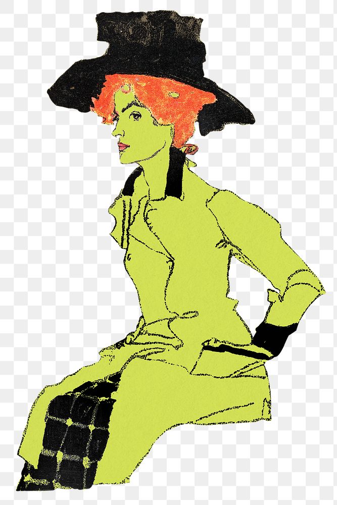 Funky tone woman png illustration remixed from the artworks of Egon Schiele.