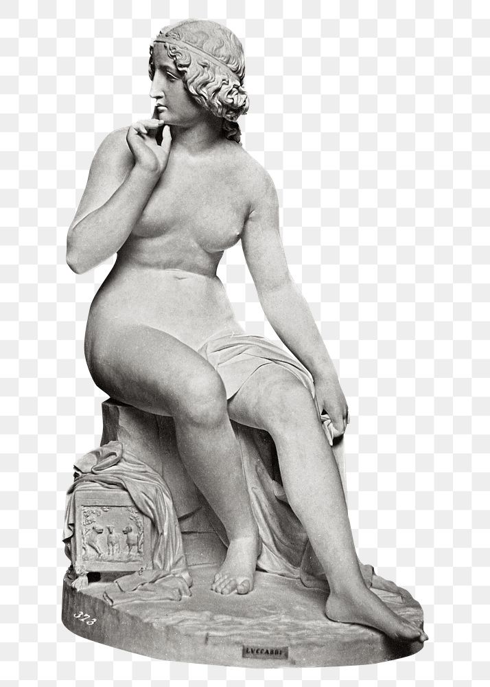 Png sticker woman sculpture, vintage Roman design element