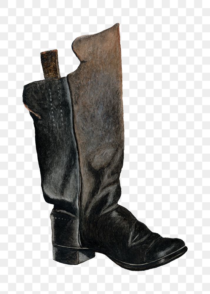 Leather boot png, remix from artwork by Earl Butlin