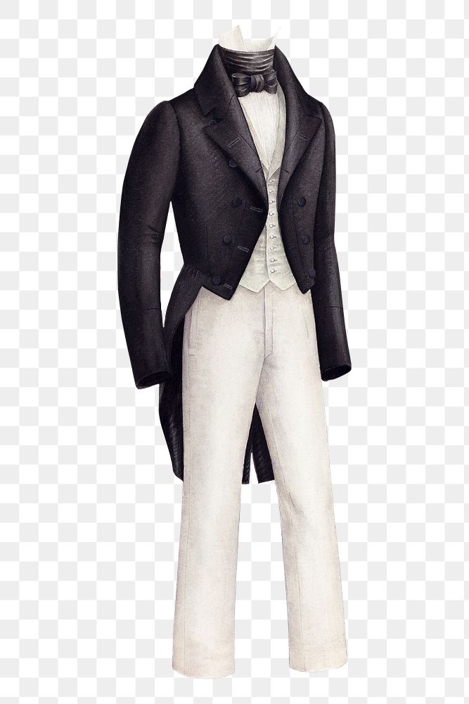 Gentleman's tuxedo png design element, remixed from artworks by Henry De Wolfe