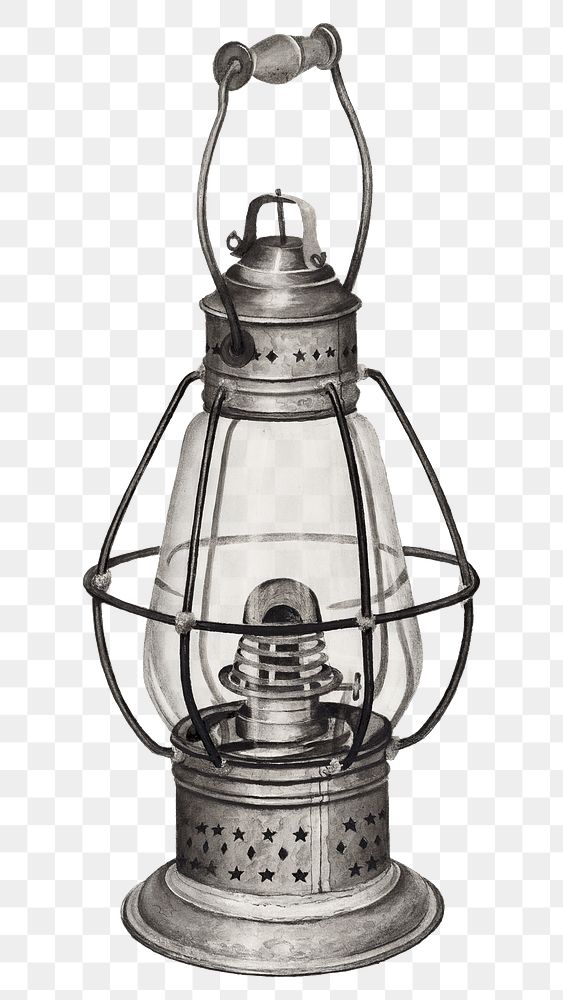 Vintage oil lantern png illustration, remixed from the artwork by Alfred Farrell