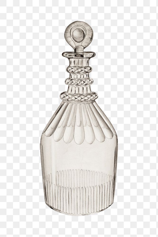 Vintage glass decanter png illustration, remixed from the artwork by Raymond Manupelli