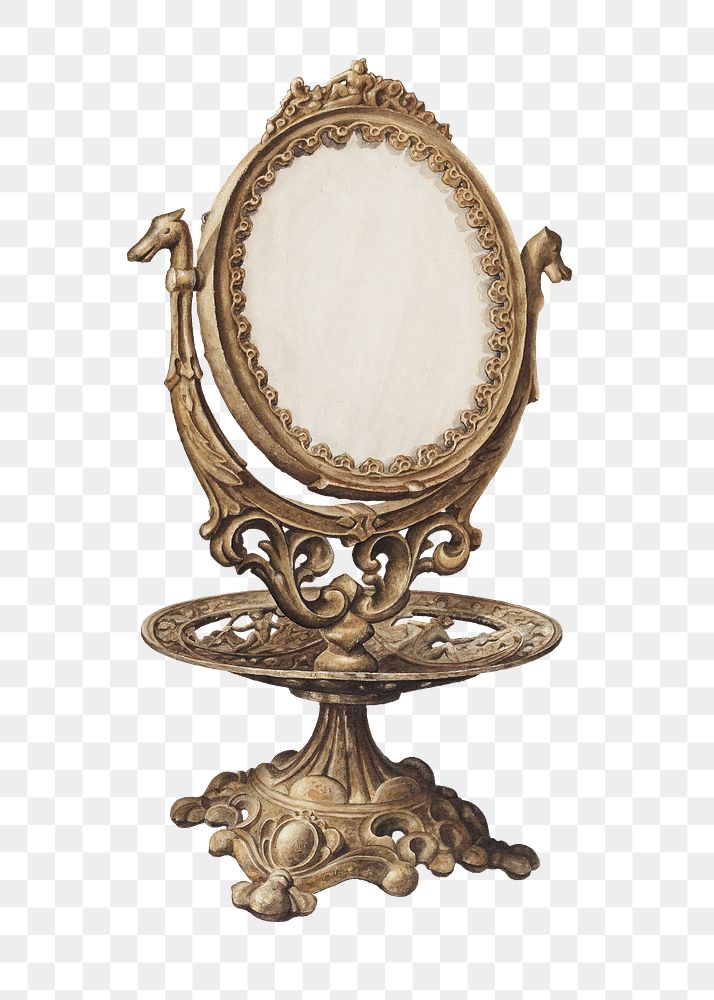 Vintage mirror png illustration, remixed from the artwork by Samuel O. Klein