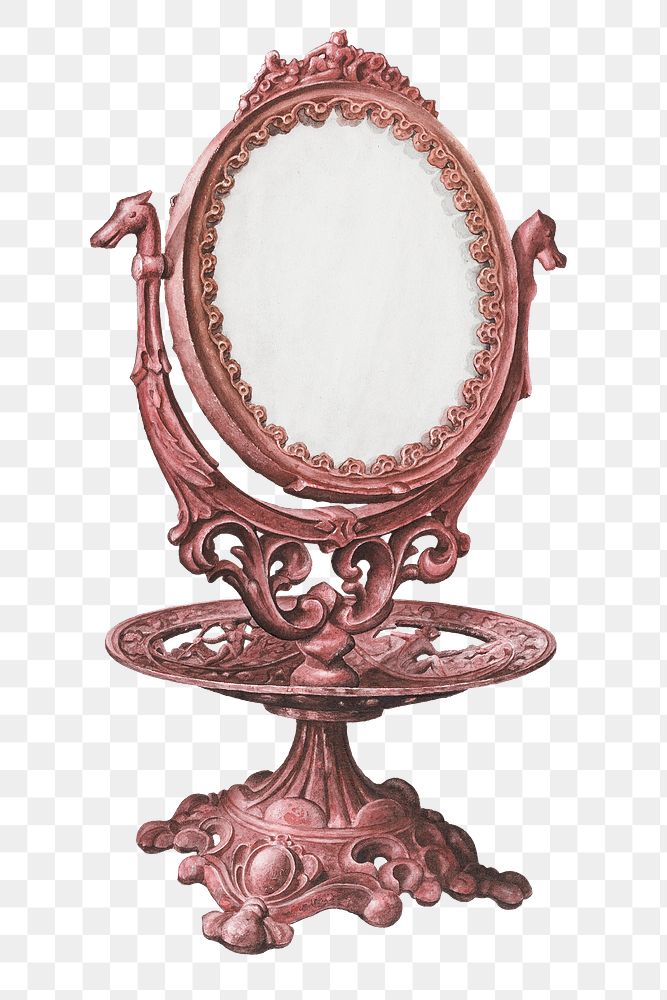 Vintage pink mirror png illustration, remixed from the artwork by Samuel O. Klein