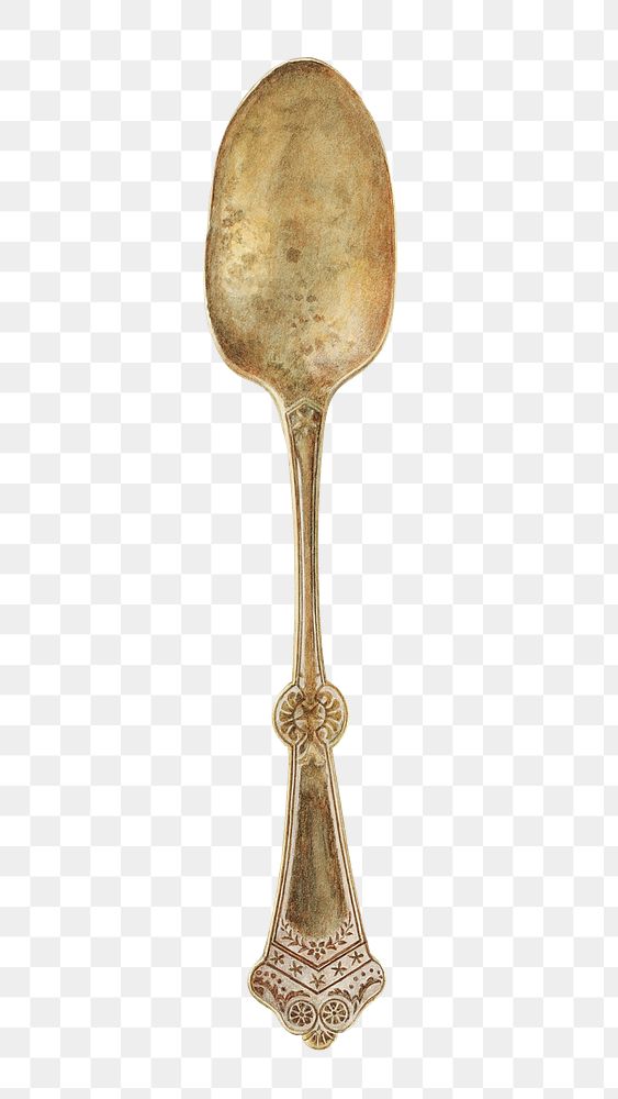 Vintage dessert spoon png illustration, remixed from the artwork by Frank M. Keane