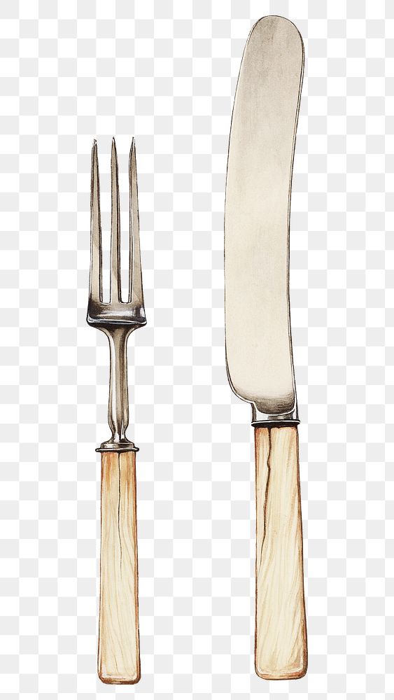Vintage cutlery png illustration, remixed from the artwork by Grace Halpin