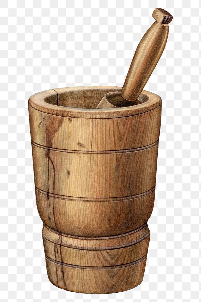Mortar and pestle png illustration, remixed from the artwork by Wellington Blewett