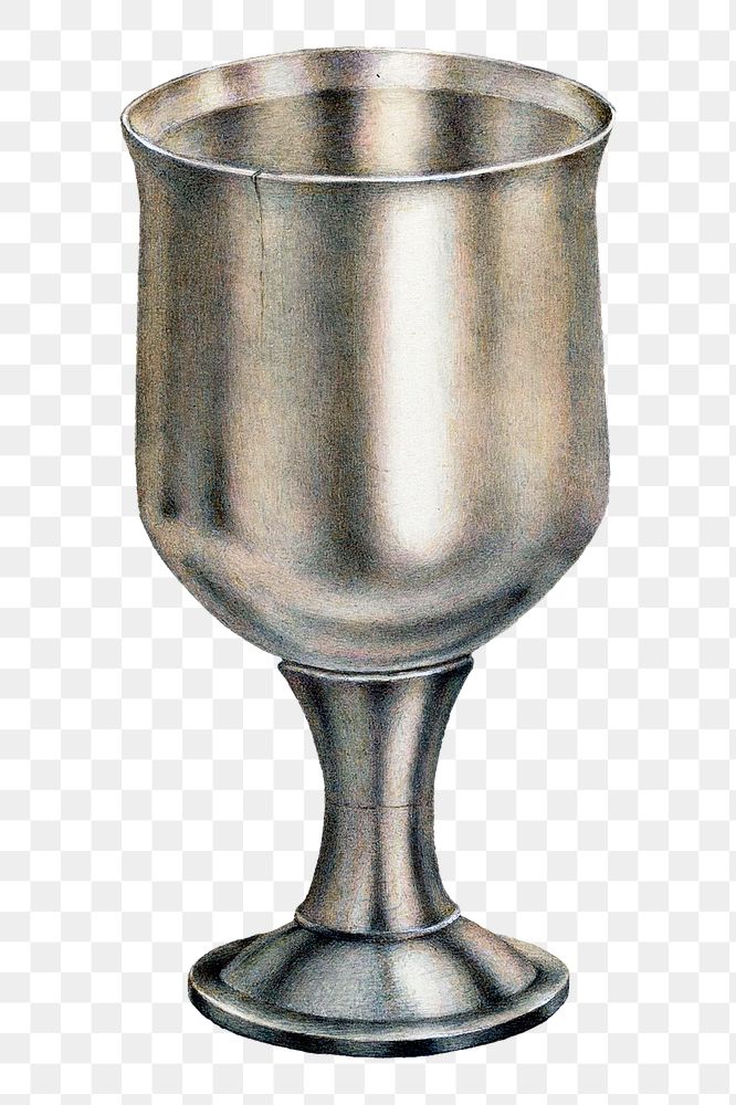 Vintage silver goblet png illustration, remixed from the artwork by Rose Campbell&ndash;Gerke